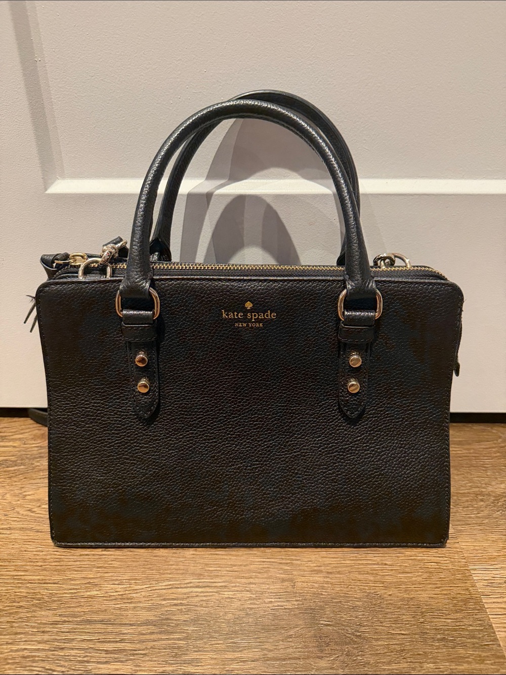 🖤KATE SPADE black leather tote shoulder bag purse
